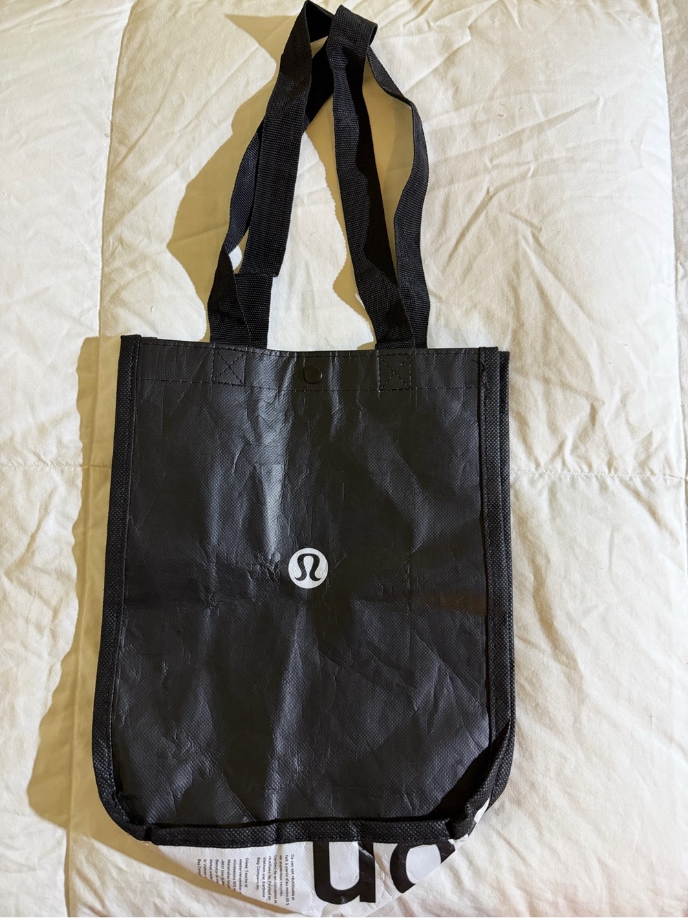 lululemon athletica Black Logo Tote with Long Straps